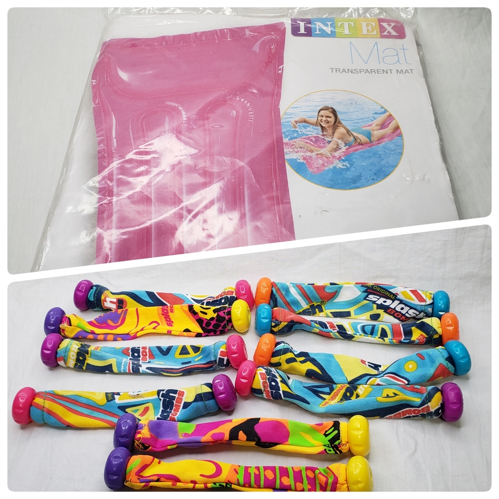 Intex Pink Transparent Adult Swim Mat And Kids Dive Toys